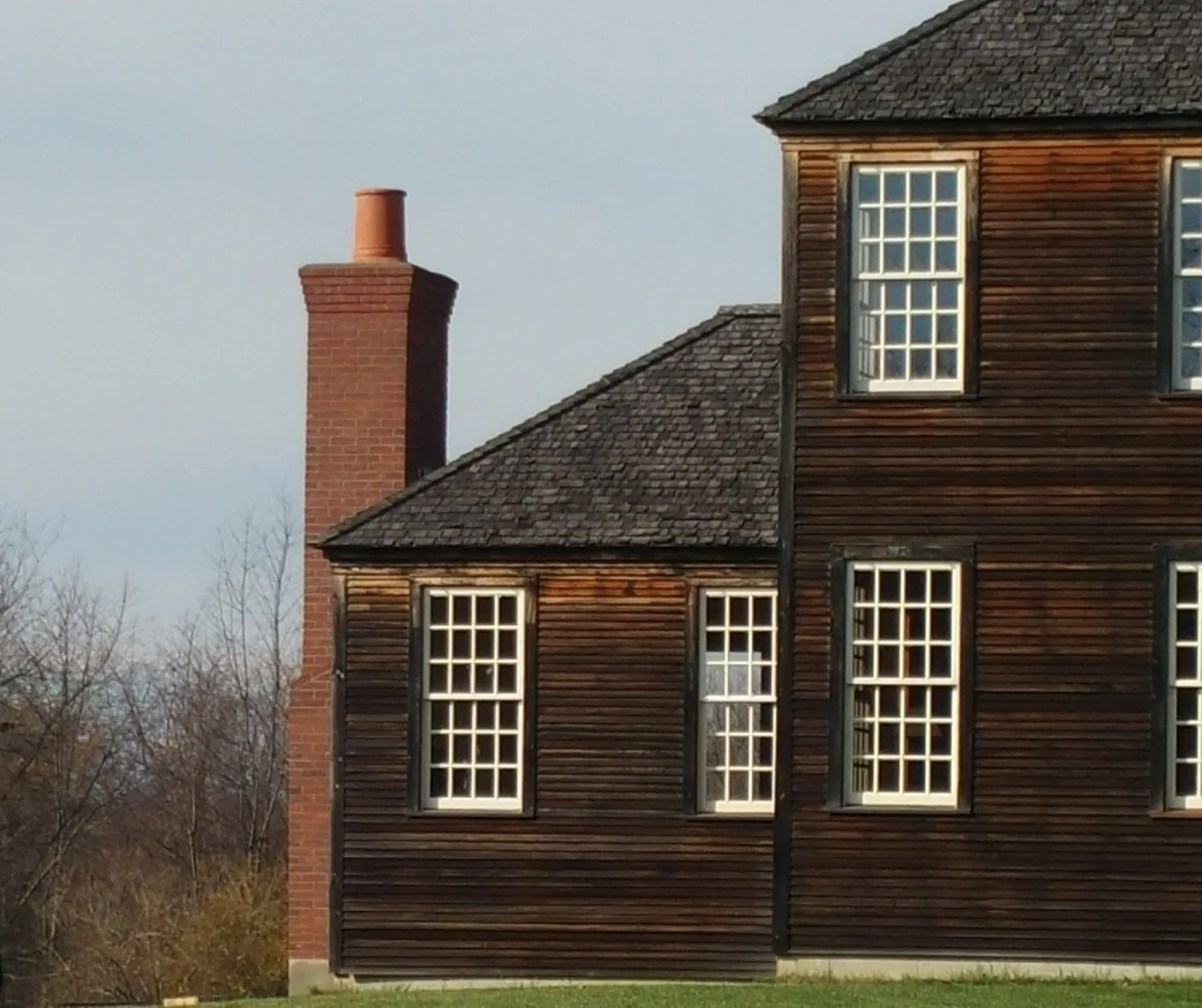 Historic brick chimney on a period colonial home