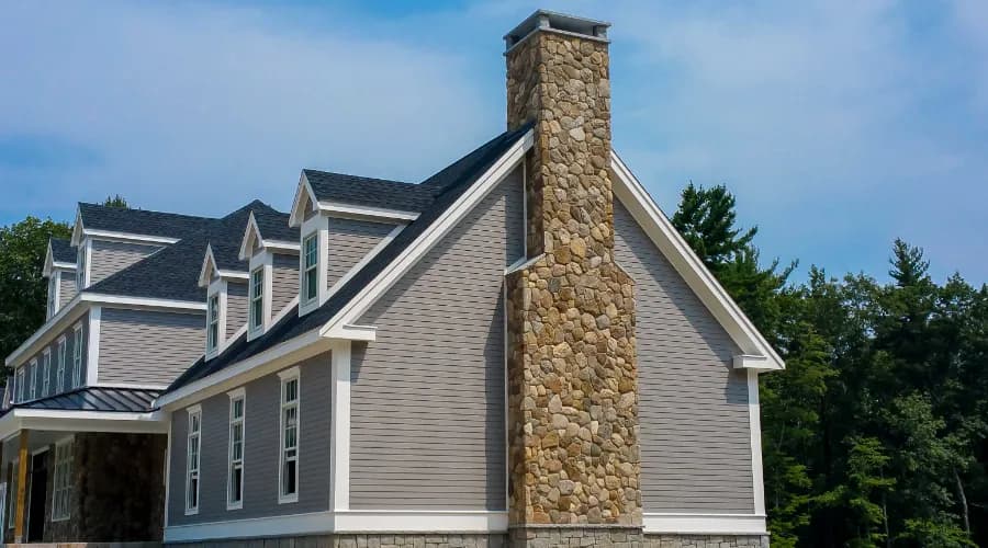 Stone veneer installation, close detail