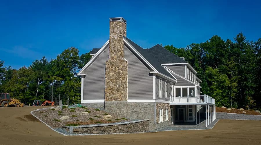 Stone veneer siding on a Central Massachusetts home
