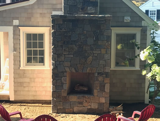 Outdoor fireplace after construction