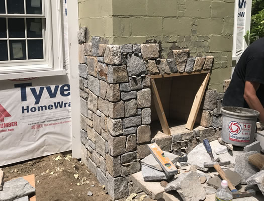 Outdoor fireplace before construction