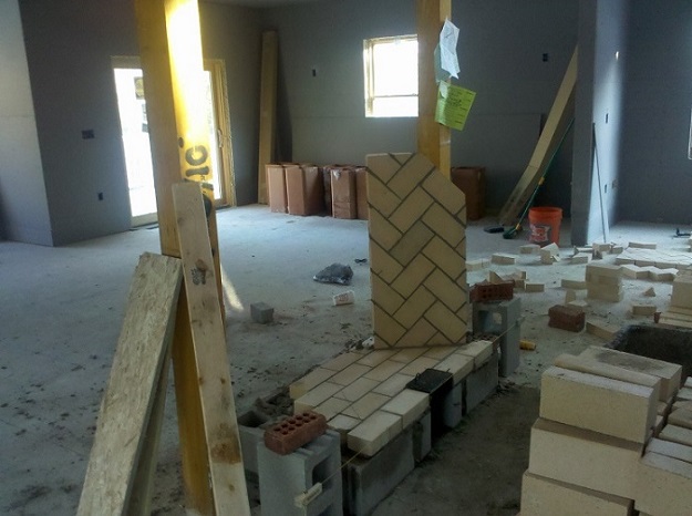 Herringbone Rumford fireplace firebox construction