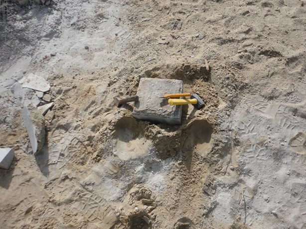 chiseling stone